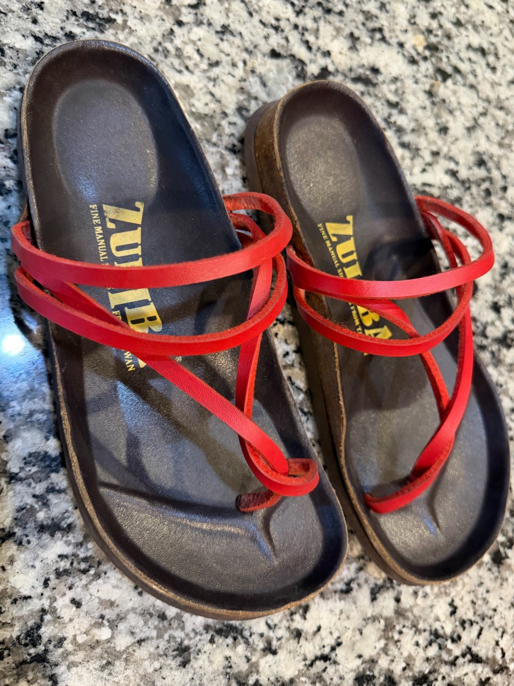 Zul Iba  Red Suede Toe Loop Sandals EU 36/ US6